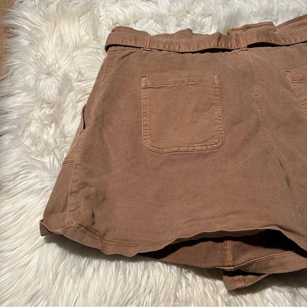 Loft Cuffed Paperbag High Waisted Twill Shorts Tan XL - Picture 7 of 10